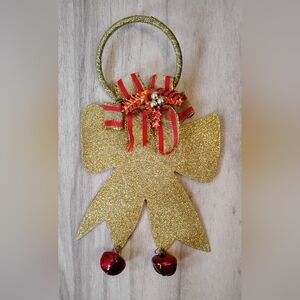 Vintage handmade gold metal Christmas Angel Door hanging decoration